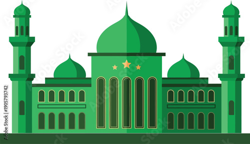 Green mosque architecture illustration