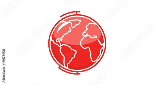 Stylized red globe illustration depicting global interconnectedness and geography study