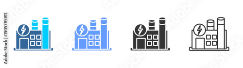power plant icon set multiple style collection
