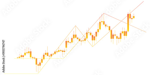 Golden yellow candlestick trading chart showing bullish price breakout and upward market trend isolated on transparent background