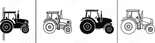 A collection of four distinct tractors showcasing various designs and features