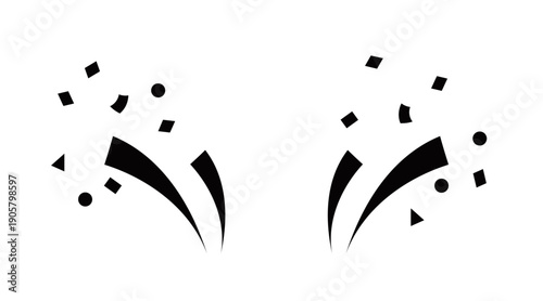 モノクロの紙吹雪装飾イラスト