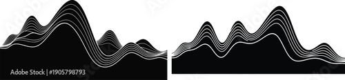 A comparison of two different types of mountain ranges with varying elevations and slopes