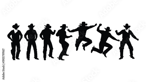 Silhouettes of people dancing and celebrating in a lively manner Vector