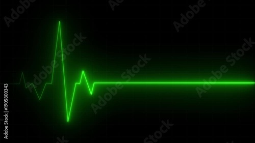 ECG heartbeat monitor green line animation video