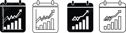 Four icons representing different types of financial growth and data analysis