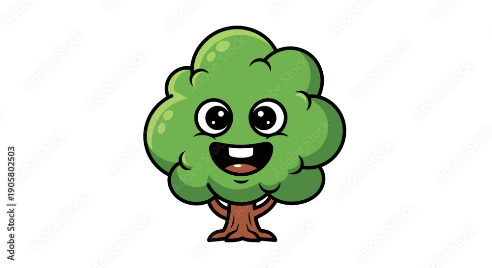 Obraz premium Cartoon tree character with a cheerful expression perfect for children's illustration
