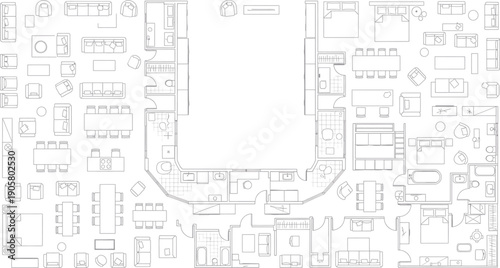 Isolated object on transparent background with technical blueprint designs