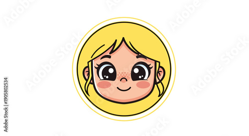 Charming blonde girl cartoon avatar with a cheerful expression perfect for branding and icons