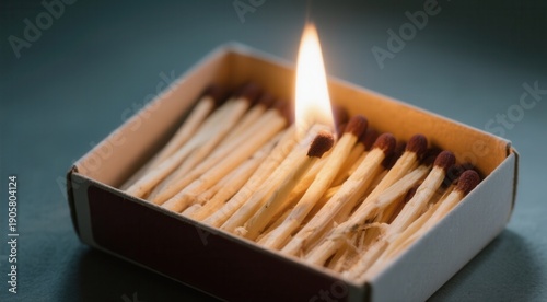 Matches igniting in open matchbox