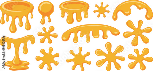 Golden Honey Splash Collection  Hand-Drawn Drips and Syrup Vector Icons