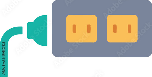 Minimalist icon of a wall outlet with two sockets and a plug