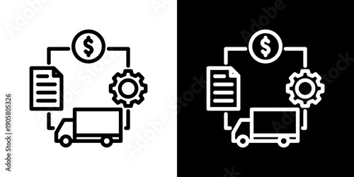 Value Chain Icon Set Vector Collection Isolated In Black And White