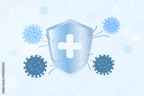 Medical Shield Virus Protection Illustration for Healthcare Awareness and Disease Prevention