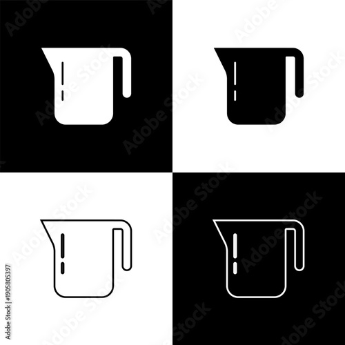 Set Coffee pot icon isolated on black and white background. Vector