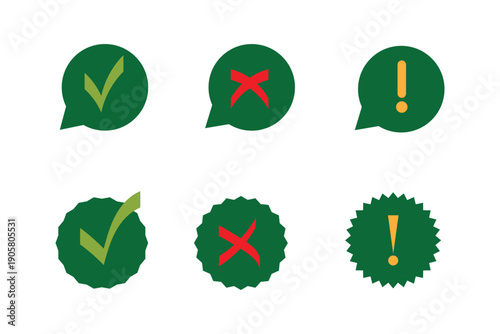 Free Download Right, wrong, tick, cross, checkmark, exclamation, question mark icons set in colorful outline and solid vector illustration. - GFXLoad