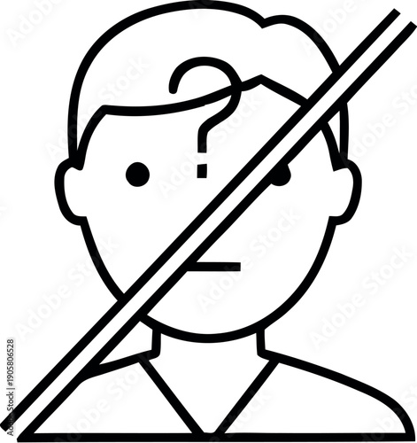 A person with a question mark over their head crossed out by a red line