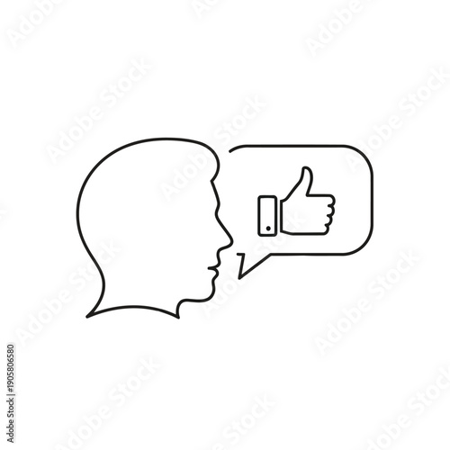 Person giving a thumbs up in a speech bubble illustration