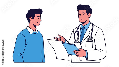 Health Consultation: A medical professional engages in a thoughtful consultation with a patient, reviewing medical records, offering guidance, and fostering a collaborative approach to well-being.