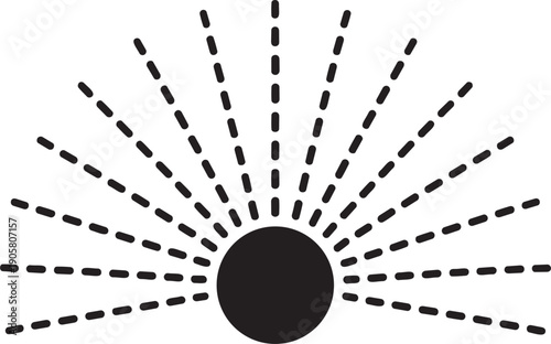 Abstract dashed lines with solid tips sunburst icon