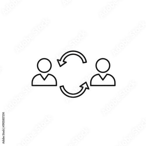 Two individuals exchanging information through a circular flow of ideas