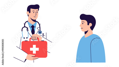 Medical Consultation: A dedicated doctor engages in a thorough consultation, offering support with a patient to create a trusting atmosphere for care and wellness.