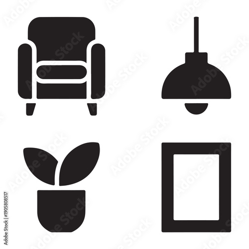 Simple interior home furniture icon representing simplicity and modern comfort