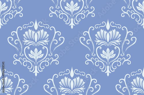 Damask seamless repeat element pattern. Beautiful luxury vintage floral damask vector illustration. Design for wallpaper, decorative, texture, textile, ornament, wrapping, shirts, clothing