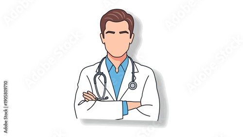 Medical Professional: A dedicated medical professional stands with arms crossed, exuding confidence in a pristine white coat, ready to provide expert care. 