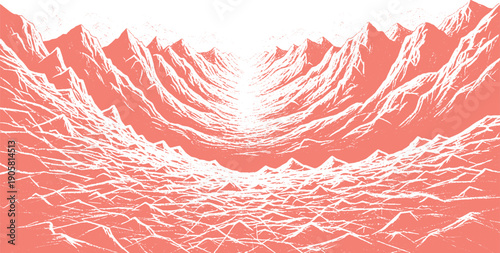 Abstract Mountain Range Landscape with Bright Light.