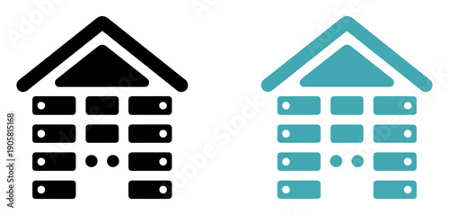 chalet cabin vector icons set