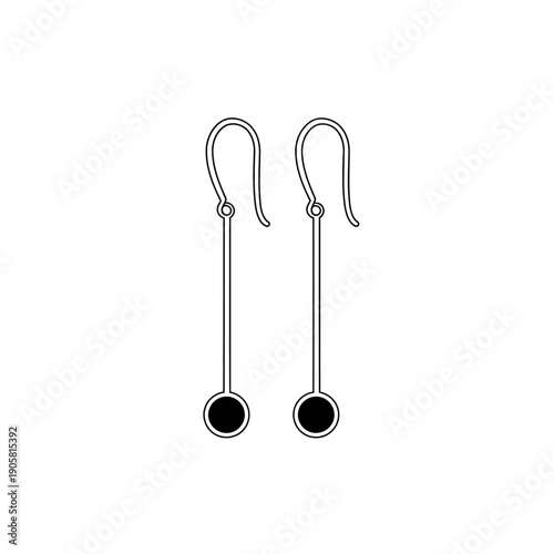 Minimalist drop earrings line art jewelry fashion accessory icon vector