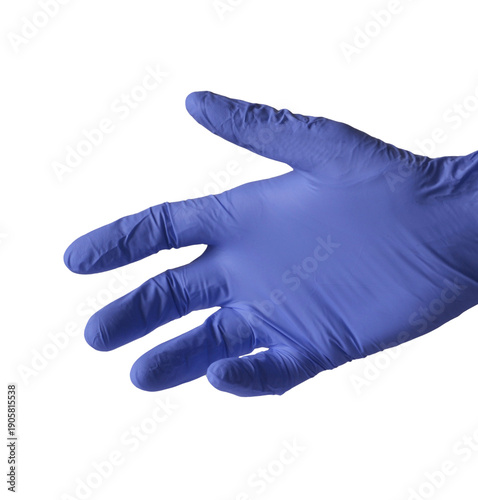 surgical glove hand isolated on transparent layered background. Doctor medicine cure hope concept.