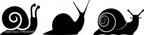 Snail Silhouette Animal Vector Set
