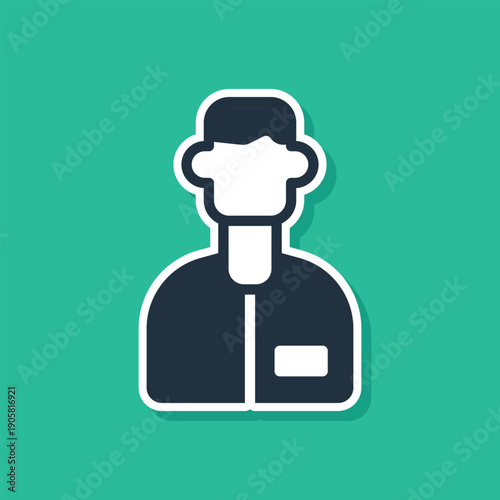 Blue Laboratory assistant icon isolated on green background. Vector
