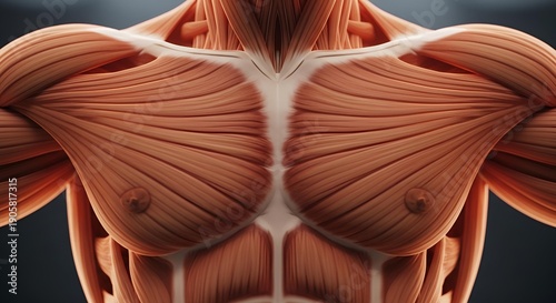 Detailed anatomical illustration of the human pectoral muscles