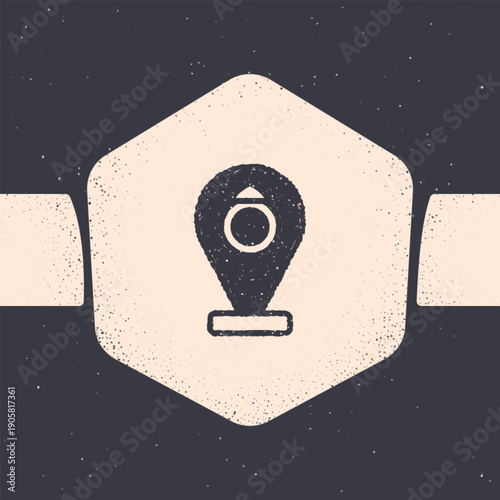 Grunge Front facade building jewelry store icon isolated on grey background. Monochrome vintage drawing. Vector