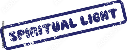 Grungy navy blue SPIRITUAL LIGHT stamp impression within a rectangle on a crisp white surface