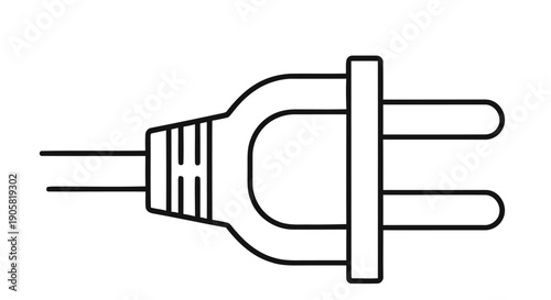 Simple line drawing of a european power plug isolated on white background
