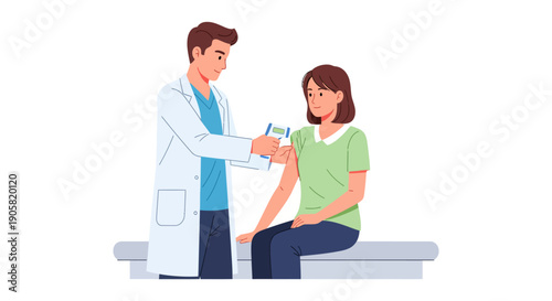 Doctor administering a vaccine to a patient during a medical check-up in a clinic
