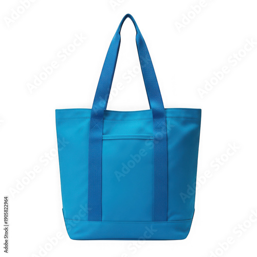 Bright blue tote bag with durable handles
