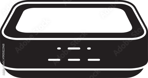 Black rounded rectangle with white interior and dots container des