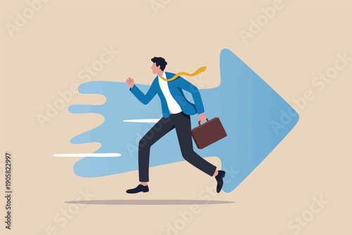 Professional man confidently moving forward with a bright future ahead