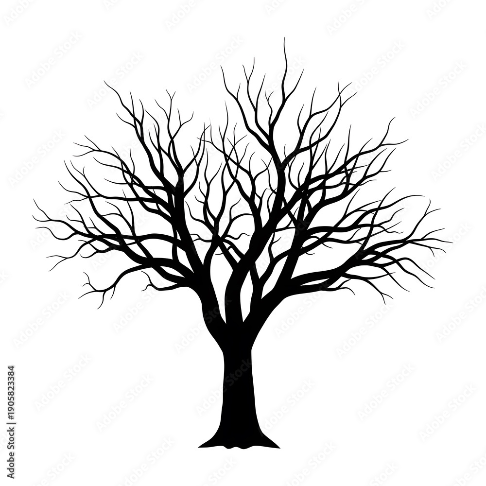 Obraz premium Bare Tree Silhouette Nature Vector Illustration
