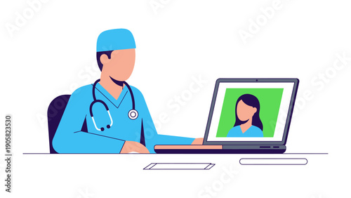 Telemedicine Consultation: A medical professional engages in a virtual consultation with a patient, using modern technology to provide care and support.