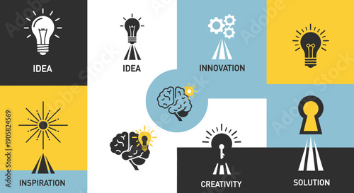 Creative business solution ideas with inspiration and innovation concepts