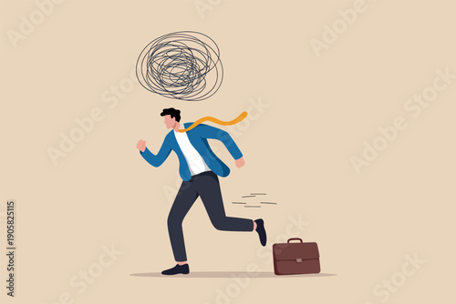 A busy professional juggling responsibilities while racing against time with a briefcase in tow