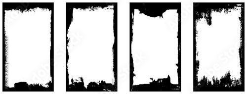 Grunge rectangle border set .Grunge style with brush stroke grunge frame. 