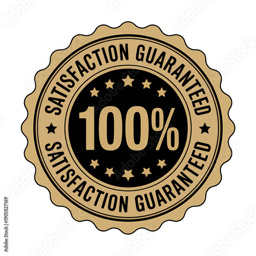 Golden satisfaction guaranteed 100 percent seal or sticker icon
