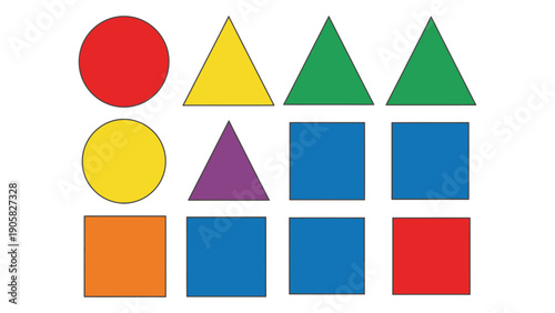 A colorful array of geometric shapes including circles, triangles, and squares Vector